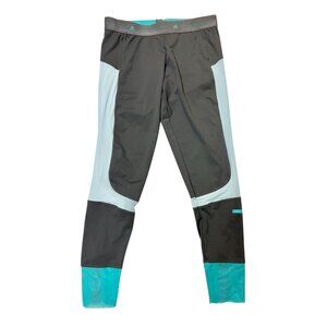 Adidas Stella McCartney Legging Small Gray Teal Activewear Color-Block Zip Ankle
